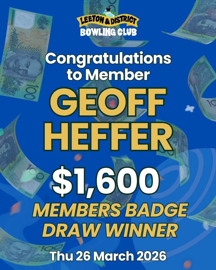 Featured image for “Geoff Heffer Wins $1,600 Members Badge Draw at Leeton Bowls”