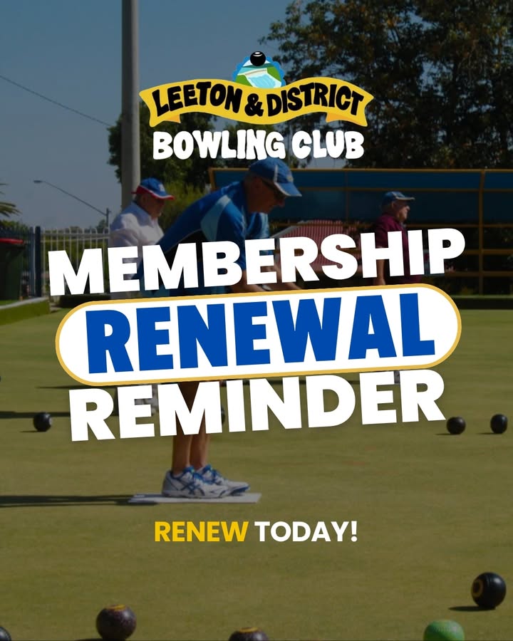 Featured image for “Membership Renewal Due 31 May 2026 at Leeton Bowls”