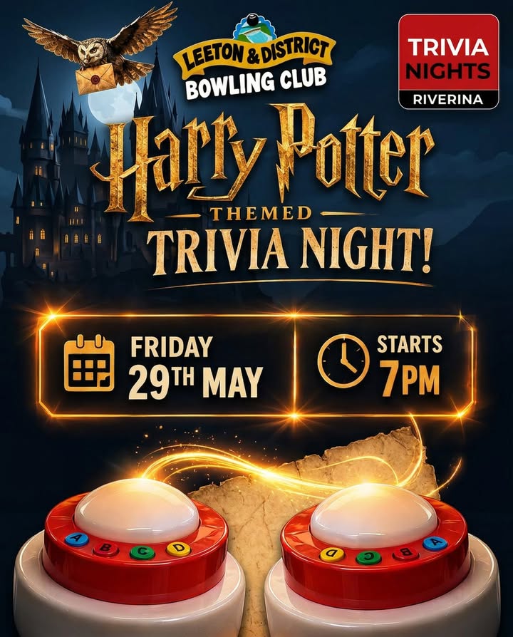 Featured image for “Harry Potter Trivia Night at Leeton Bowls – Last Spots Available”