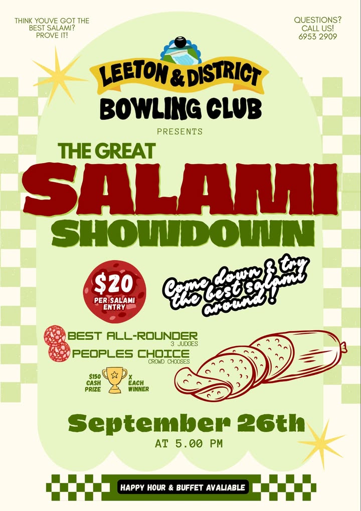 Featured image for “Salami Night Returns at Leeton Bowls on September 26th”