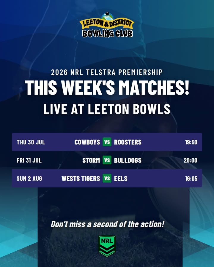 Featured image for “Live NRL Matches This Week at Leeton Bowls”