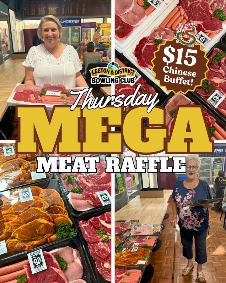 Featured image for “Meat Raffle & Chinese Buffet This Thursday at Leeton Bowls”