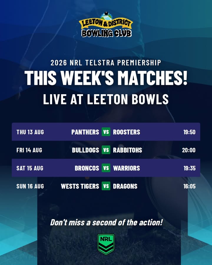 Featured image for “Watch Live NRL Matches This Week at Leeton Bowls”