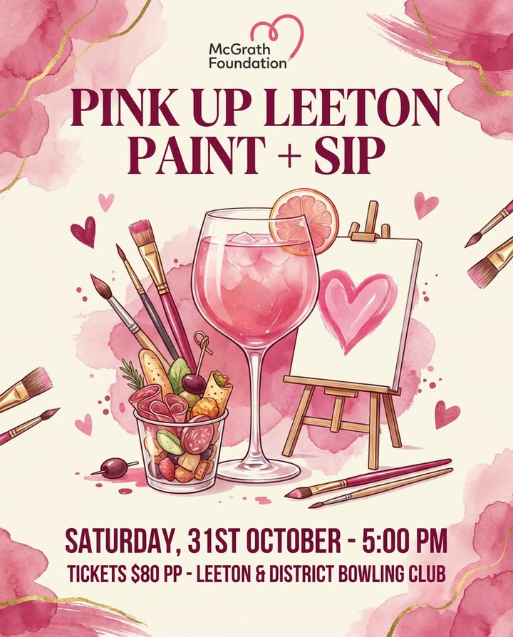 Featured image for “Pink Up Leeton Paint & Sip Night at Leeton Bowls”