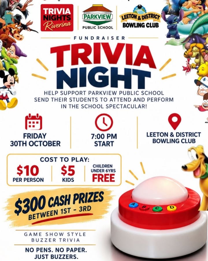 Featured image for “Disney Trivia Fundraiser Night at Leeton Bowls”