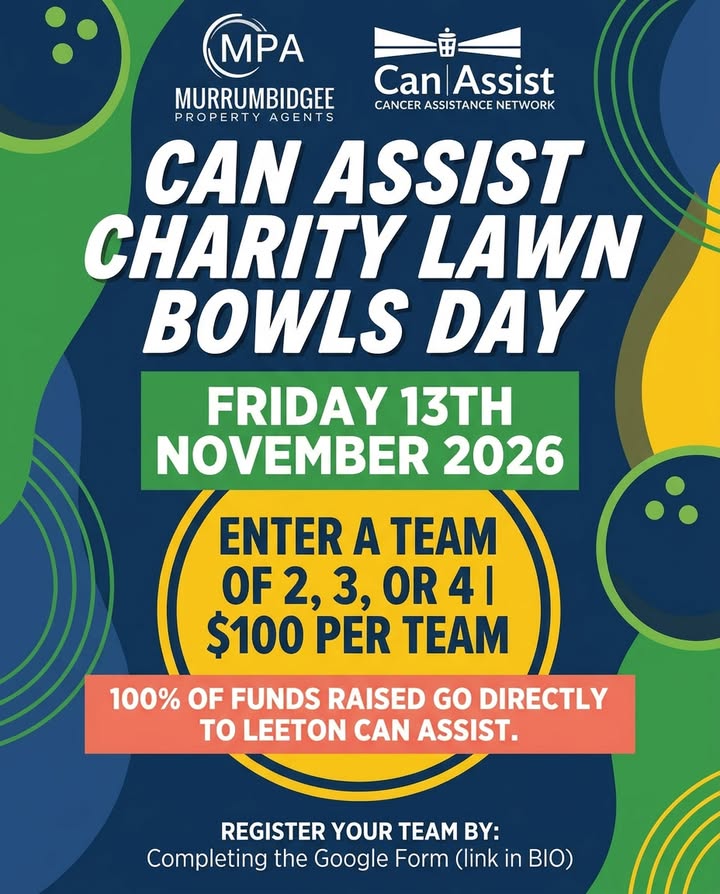 Featured image for “Can Assist Charity Lawn Bowls Day at Leeton Bowls 2026”